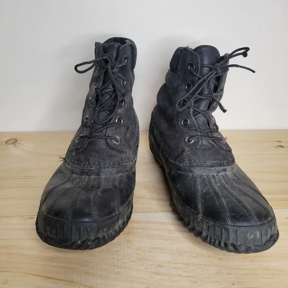 Sorel Cheyanne black leather duck boots 8 - Picture 2 of 5